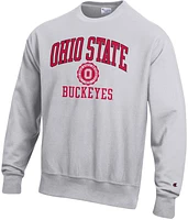 Champion Men's Ohio State Buckeyes Silver Reverse Weave Crew Pullover Sweatshirt