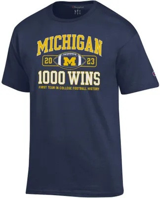 Champion Men's Michigan Wolverines Navy First Team to 1000 Wins T-Shirt