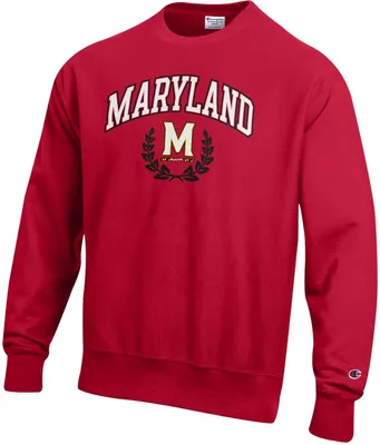 Champion Men's Maryland Terrapins Red Reverse Weave Crew Pullover Sweatshirt