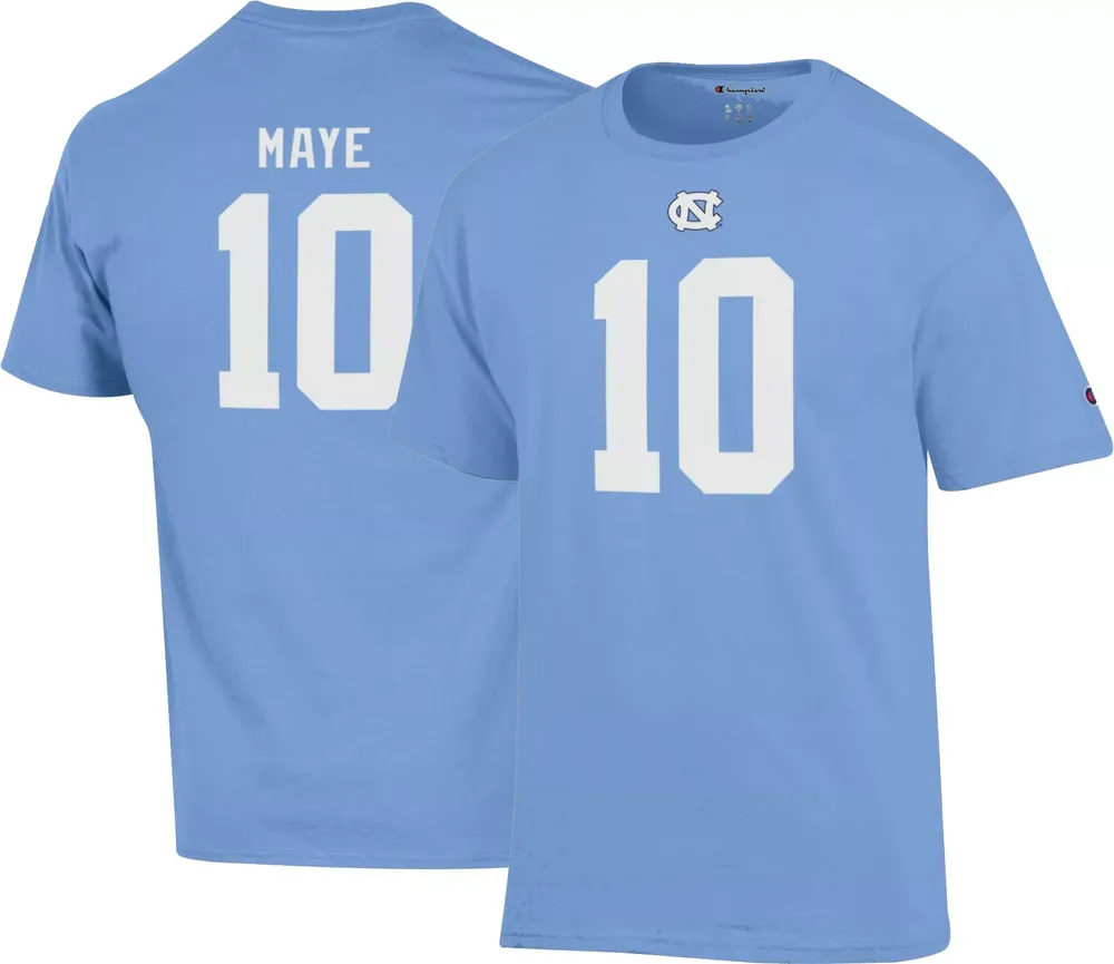 Champion Men's North Carolina Tar Heels Drake Maye #10 Blue T-Shirt