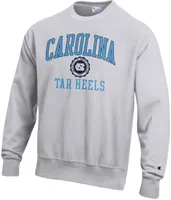 Champion Men's North Carolina Tar Heels Silver Grey Reverse Weave Crew Pullover Sweatshirt