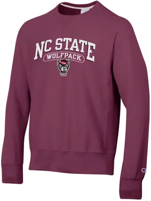 Champion Men's NC State Wolfpack Red Vintage Reverse Weave Crew Pullover Sweatshirt