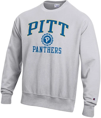 Champion Men's Pitt Panthers Silver Grey Reverse Weave Crew Pullover Sweatshirt