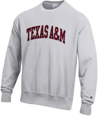 Champion Men's Texas A&M Aggies Grey Reverse Weave Crew Pullover Sweatshirt