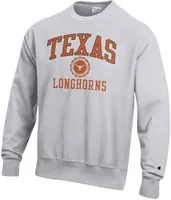 Champion Men's Texas Longhorns Silver Grey Reverse Weave Crew Pullover Sweatshirt