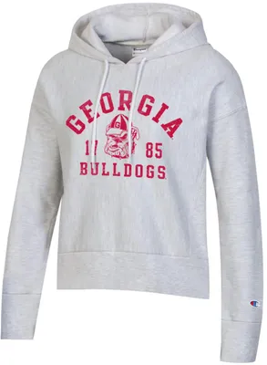 Champion Women's Georgia Bulldogs Grey Reverse Weave Cropped Hoodie