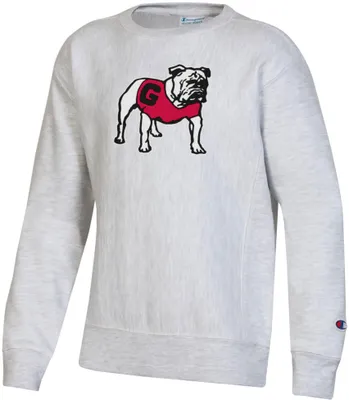 Champion Youth Georgia Bulldogs Grey Reverse Weave Crew Pullover Sweatshirt