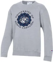 Champion Youth North Carolina Tar Heels Heather Grey Powerblend Pullover Crew Sweatshirt