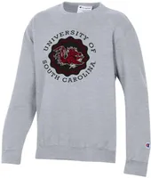 Champion Youth South Carolina Gamecocks Heather Grey Powerblend Pullover Crew Sweatshirt