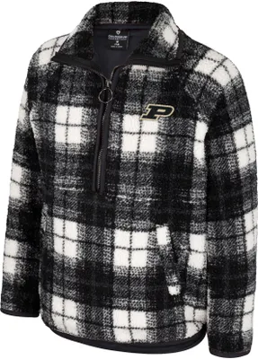 Colosseum Girl's Purdue Boilermakers Black Prep School Sherpa 1/4 Zip Jacket