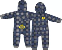 Colosseum Infant Michigan Wolverines Blue Plugged In Flannel Romper