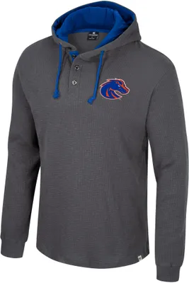 Colosseum Men's Boise State Broncos Charcoal Hooded Henley Sweater