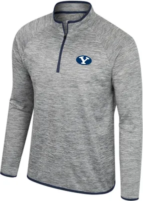 Colosseum Men's BYU Cougars Heather Grey 1/4 Zip Pullover