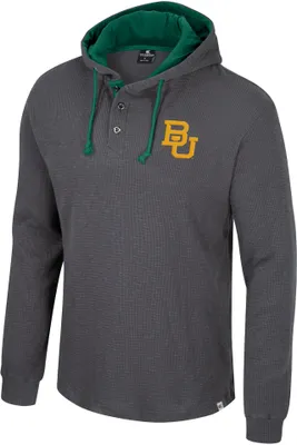 Colosseum Men's Baylor Bears Charcoal Hooded Henley Sweater