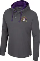 Colosseum Men's East Carolina Pirates Charcoal Hooded Henley Sweater