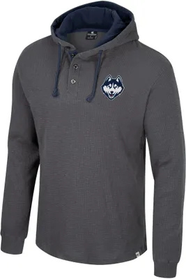 Colosseum Men's UConn Huskies Charcoal Hooded Henley Sweater