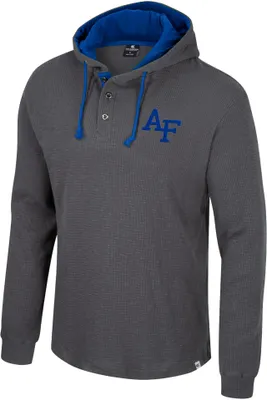 Colosseum Men's Air Force Falcons Charcoal Hooded Henley Sweater