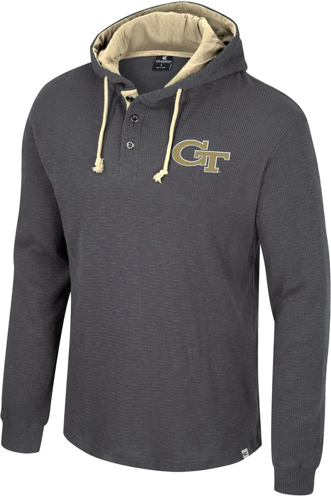 Colosseum Men's Georgia Tech Yellow Jackets Charcoal Hooded Henley Sweater