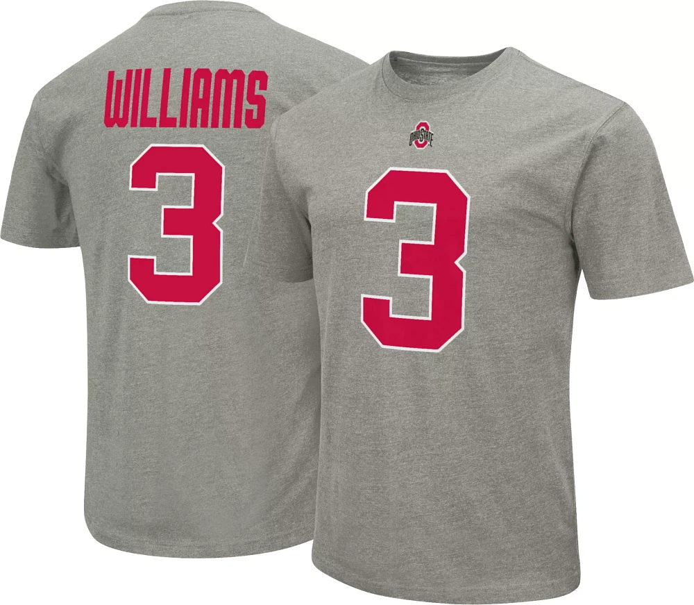 Colosseum Men's Ohio State Buckeyes Miyan Williams #3 Grey T-Shirt