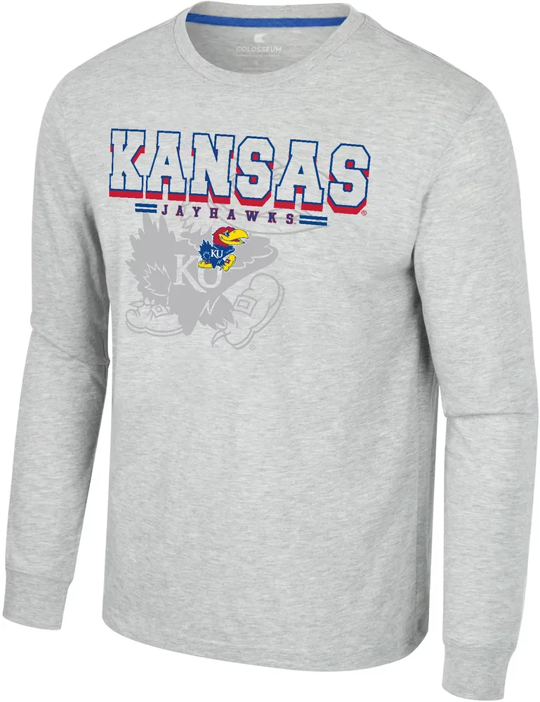 Colosseum Men's Kansas Jayhawks Heather Grey Hasta La Vista Long Sleeve T-Shirt