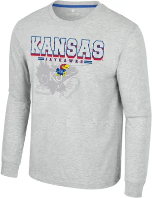 Colosseum Men's Kansas Jayhawks Heather Grey Hasta La Vista Long Sleeve T-Shirt