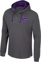 Colosseum Men's Kansas State Wildcats Charcoal Hooded Henley Sweater