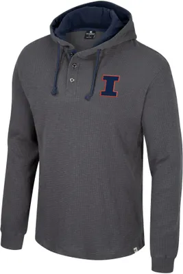 Colosseum Men's Illinois Fighting Illini Charcoal Hooded Henley Sweater