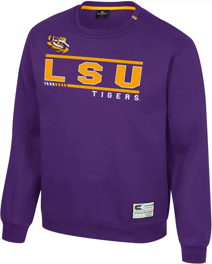 Colosseum Men's LSU Tigers Purple I'll Be Back Crewneck Sweatshirt