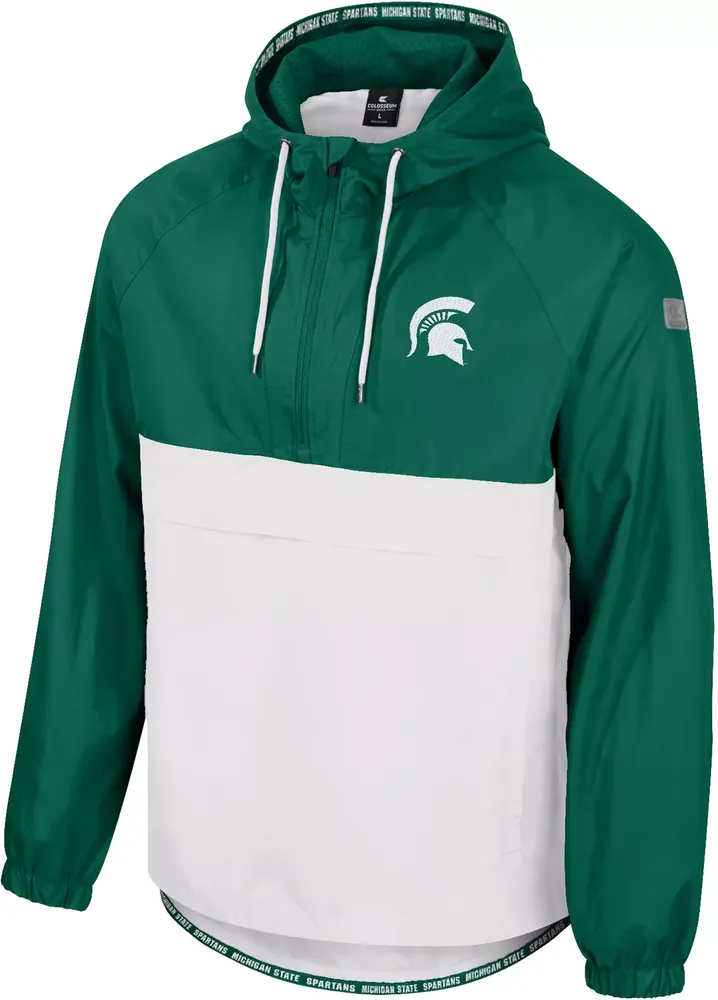 Colosseum Men's Michigan State Spartans Green 1/2 Zip Anorak Jacket