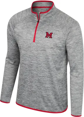 Colosseum Men's Miami RedHawks Heather Grey 1/4 Zip Pullover