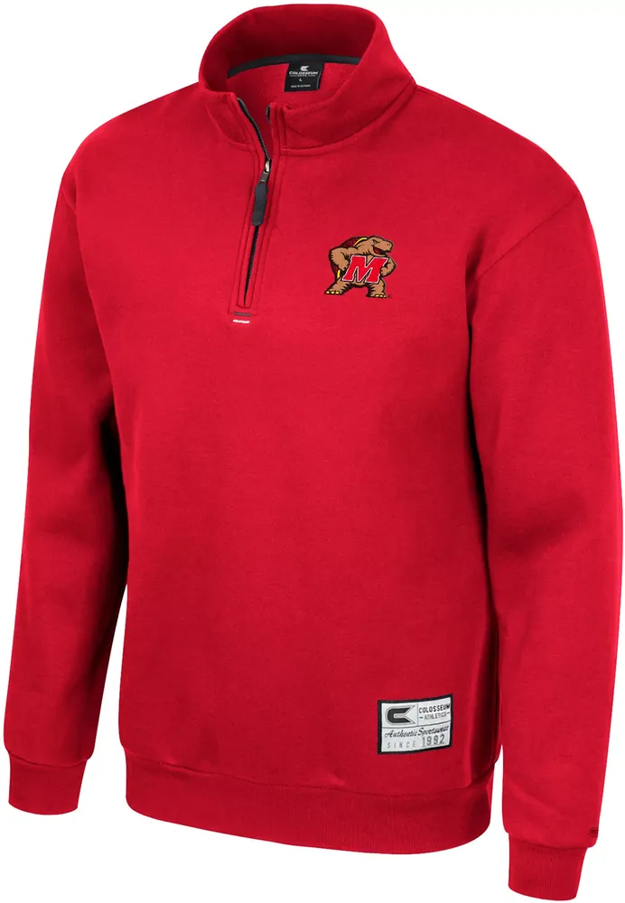 Colosseum Men's Maryland Terrapins Red I'll Be Back 1/4 Zip Pullover