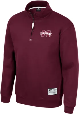 Colosseum Men's Mississippi State Bulldogs Maroon I'll Be Back 1/4 Zip Pullover