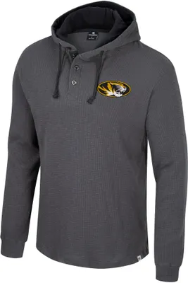 Colosseum Men's Missouri Tigers Charcoal Hooded Henley Sweater