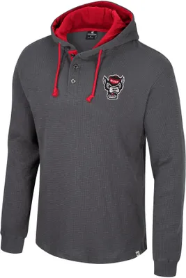 Colosseum Men's NC State Wolfpack Charcoal Hooded Henley Sweater