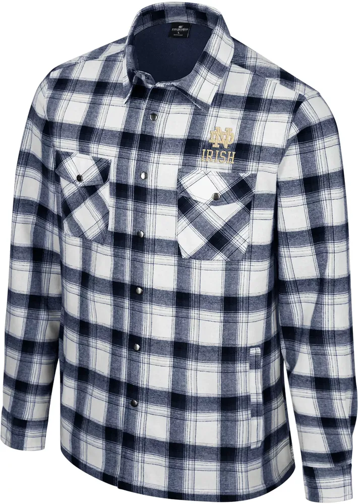 Colosseum Men's Notre Dame Fighting Irish Cream Plaid Silent Majesty Full-Snap Jacket