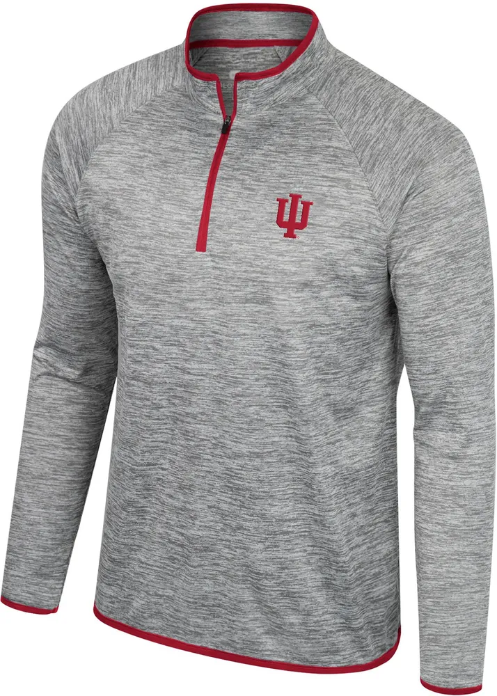 Colosseum Men's Indiana Hoosiers Heather Grey 1/4 Zip Pullover