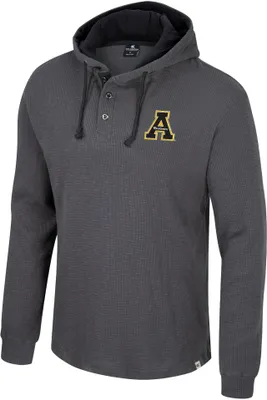 Colosseum Men's Appalachian State Mountaineers Charcoal Hooded Henley Sweater