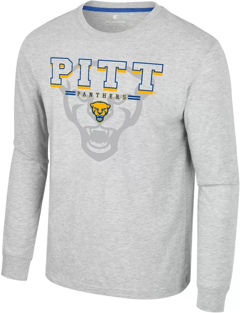 Colosseum Men's Pitt Panthers Heather Grey Hasta La Vista Long Sleeve T-Shirt