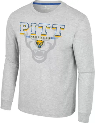 Colosseum Men's Pitt Panthers Heather Grey Hasta La Vista Long Sleeve T-Shirt