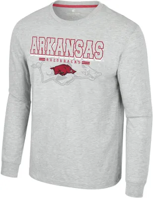 Colosseum Men's Arkansas Razorbacks Heather Grey Hasta La Vista Long Sleeve T-Shirt