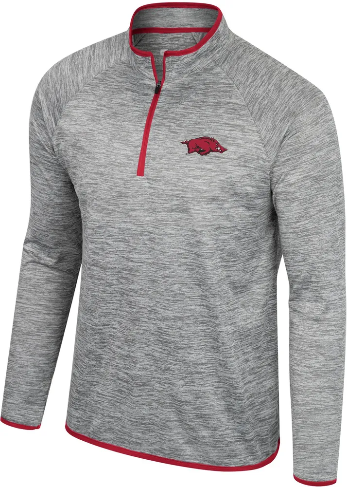 Colosseum Men's Arkansas Razorbacks Heather Grey 1/4 Zip Pullover