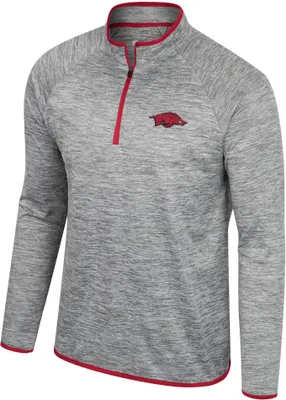 Colosseum Men's Arkansas Razorbacks Heather Grey 1/4 Zip Pullover