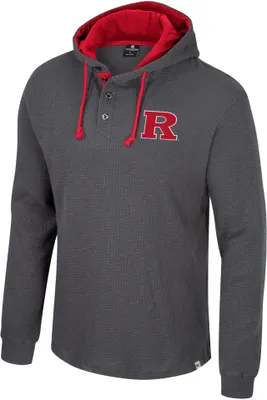 Colosseum Men's Rutgers Scarlet Knights Charcoal Hooded Henley Sweater