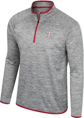 Colosseum Men's Troy Trojans Heather Grey 1/4 Zip Pullover