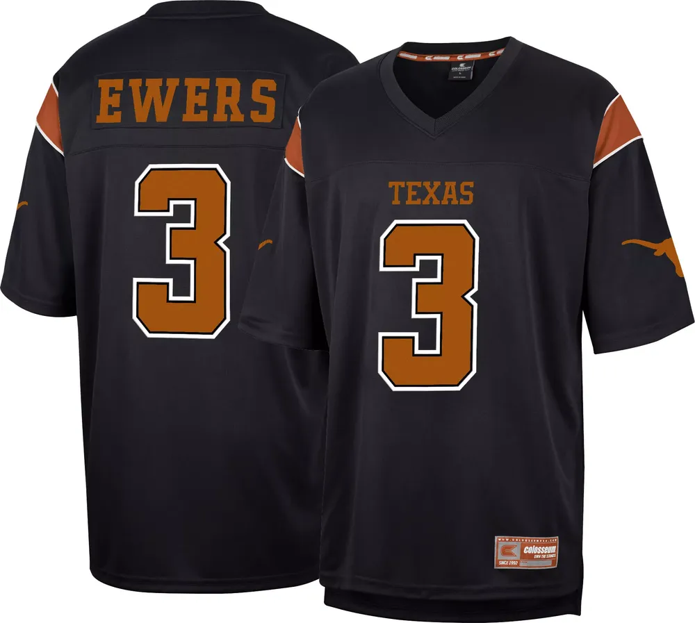 Colosseum Men's Texas Longhorns Quinn Ewers #3 Black Replica Football Jersey