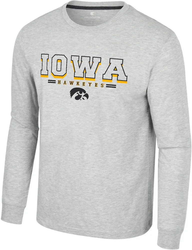 Colosseum Men's Iowa Hawkeyes Heather Grey Hasta La Vista Long Sleeve T-Shirt