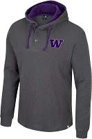 Colosseum Men's Washington Huskies Charcoal Hooded Henley Sweater