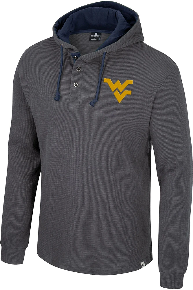 Colosseum Men's West Virginia Mountaineers Charcoal Hooded Henley Sweater