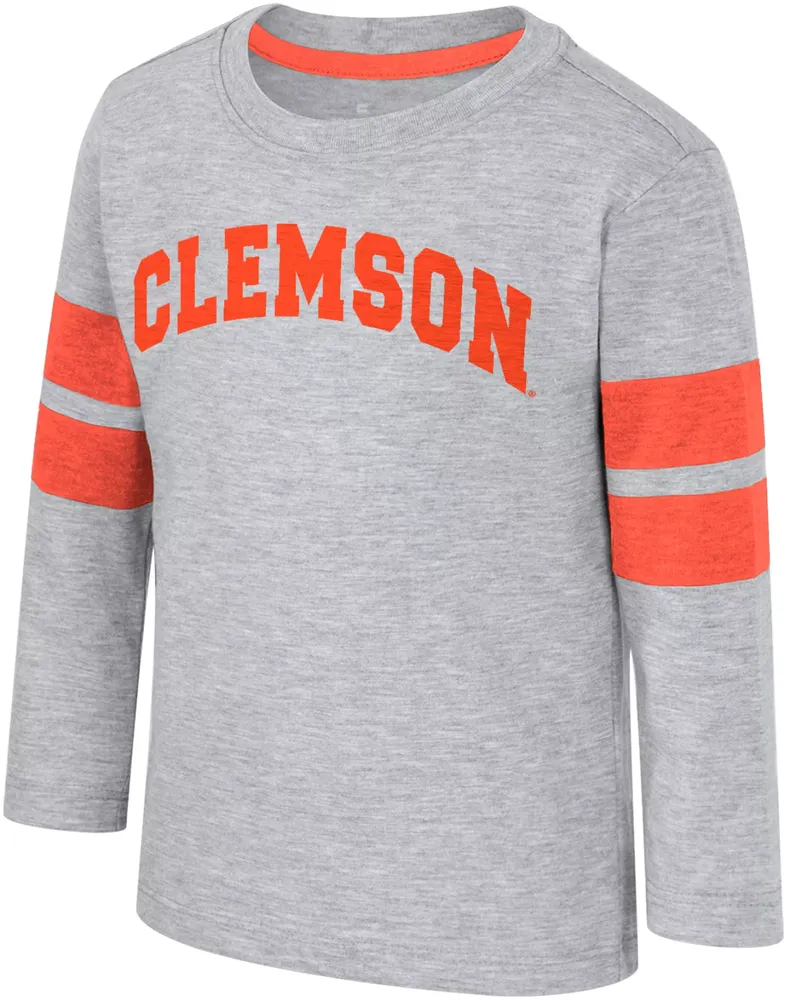 Colosseum Toddler Clemson Tigers Heather Grey Dewey Long Sleeve T-Shirt