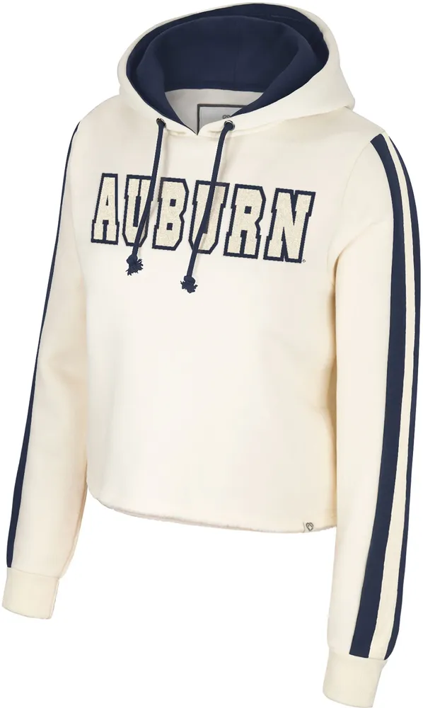 Colosseum Women's Auburn Tigers Cream Perfect Date Cropped Pullover Hoodie